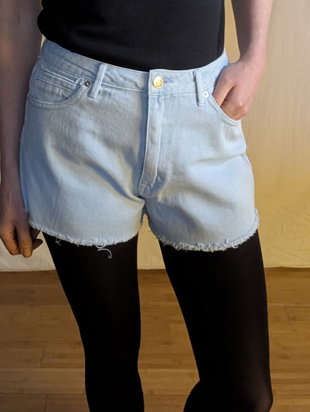 Forever 21 Light Blue Denim Frayed Hem Women's Shorts